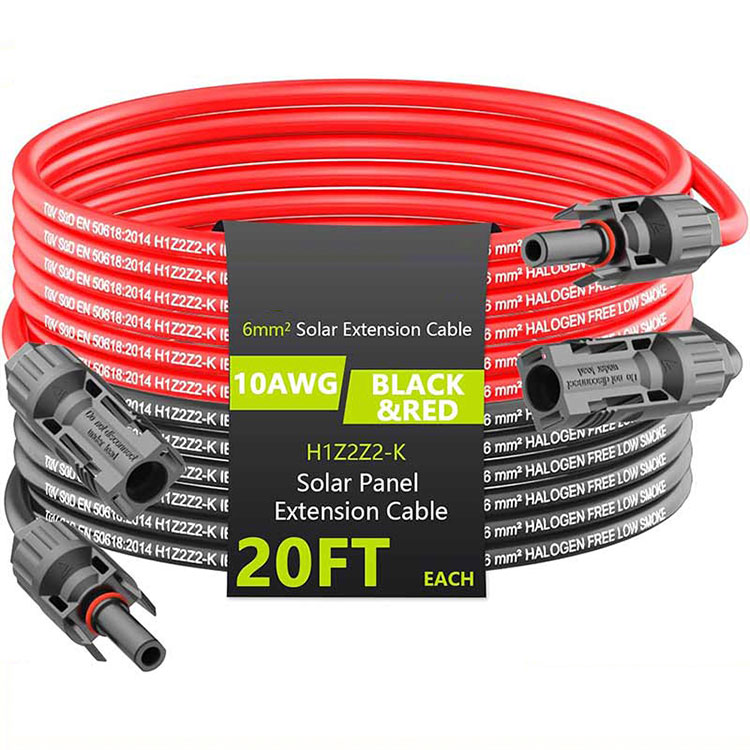 태양광 연장 케이블 20FT 10AWG(6mm2) 태양광 패널 연장 와이어